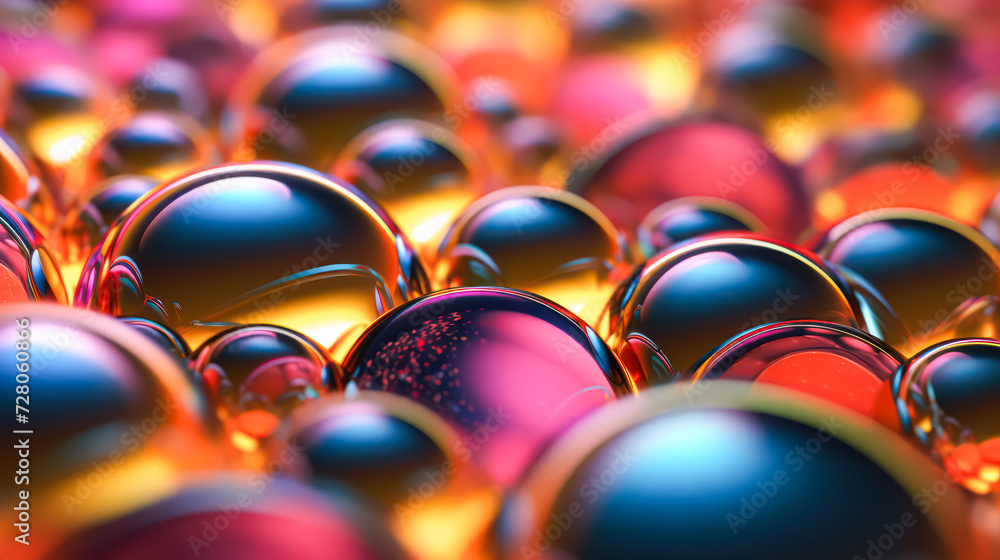 Poster immerse in the vibrant world of soap colorful balls, creating a captivating and abstract background.