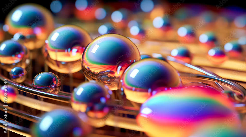 Poster immerse in the vibrant world of soap colorful balls, creating a captivating and abstract background.