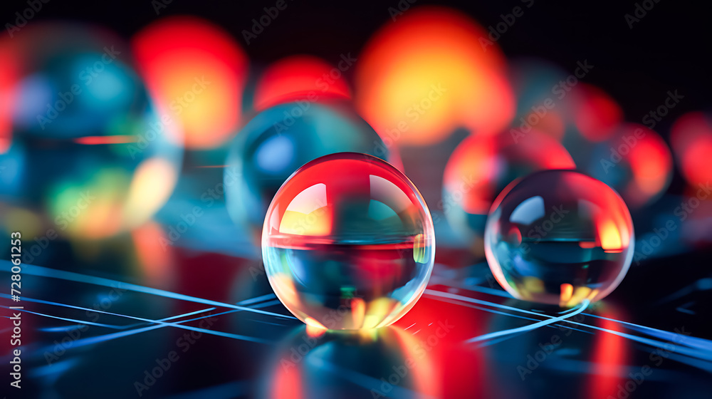 Poster immerse in the vibrant world of soap colorful balls, creating a captivating and abstract background.