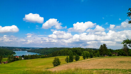 Beautiful view of Ostrzyckie Lake in Wiezyca Region, Poland