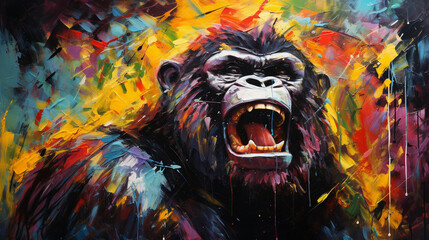 colorful abstract gorilla background illustration