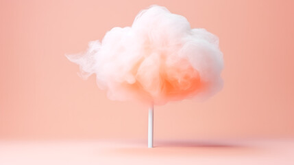 Experience the ethereal beauty of a delicate peach fluffy cloud, a captivating abstraction that...