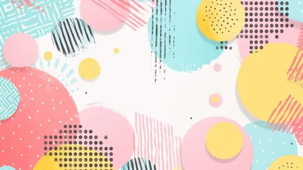 Fototapeten Vibrant abstract design with patterns and splashes of pink and yellow, Memphis style background © mashimara