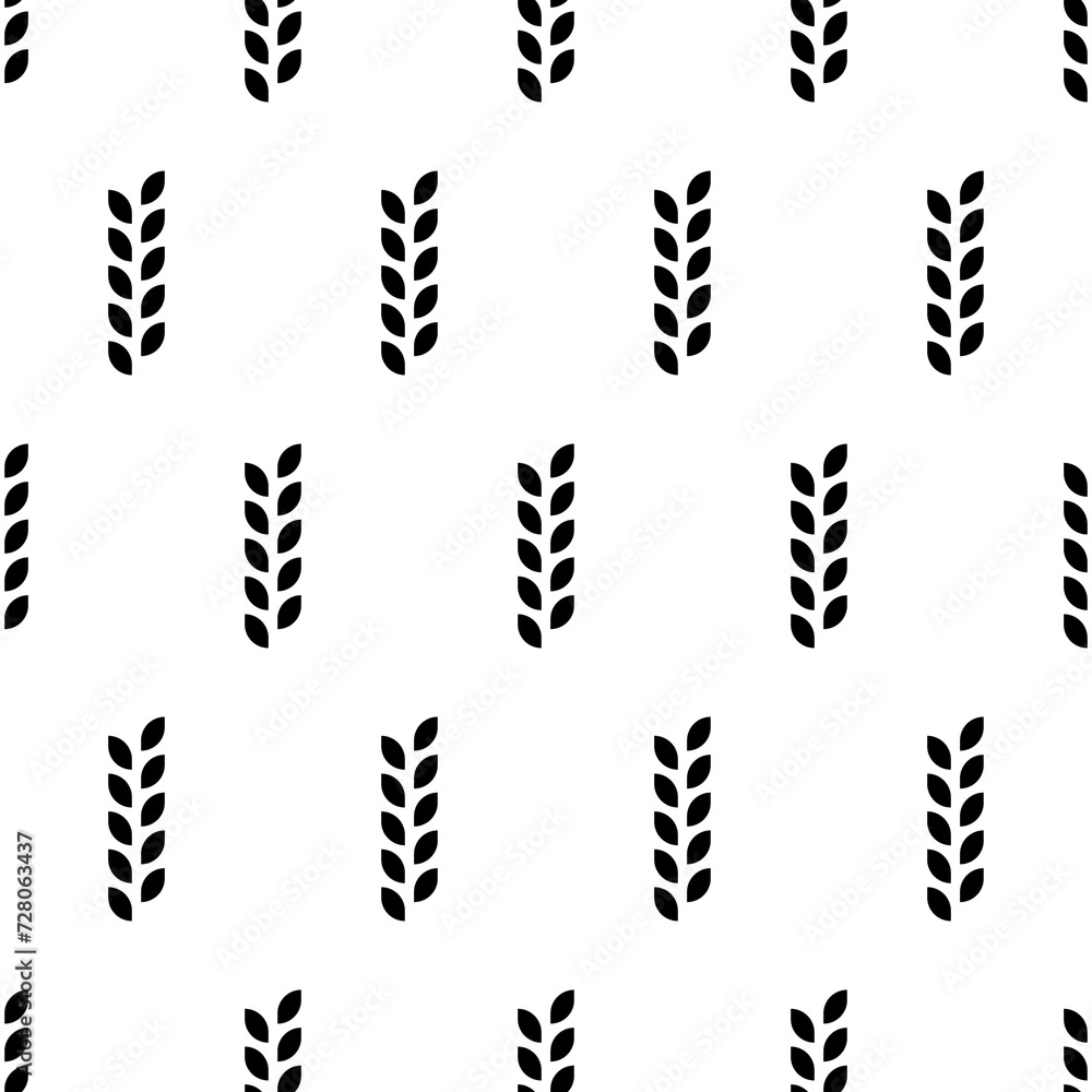 Poster wheat seamless pattern. repeating black grain wheats on white background. repeated flour patterns. s