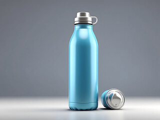 Aluminium Water Bottle For Mockup And Template Design. 3d Render Illustration design.