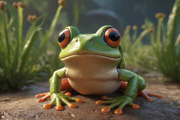 Funny cartoon frog from tale