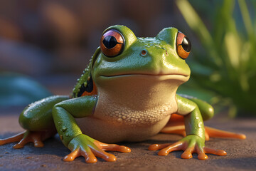 Funny cartoon frog from tale