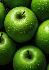 Fresh ripe green apple, healthy bio fruit food gardening concept. Generative Ai