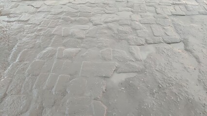 An old dirt road in close-up. Village road. 