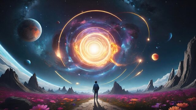 The Ever-Shifting Landscape of State of Mind. Surreal Artwork for content illustration like Meditation Stresses in Anxiety, Mental Health, Religion, Meditation, Science, Healing Therapy, Wallpaper