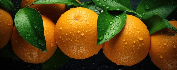 Fresh ripe orange, healthy bio fruit food gardening concept banner panorama. Generative Ai