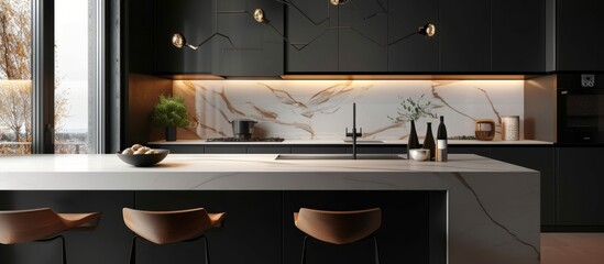 Dark and Top Board Creates a Stunning Kitchen Place