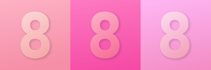 Banner for the International Womens Day. March 8 on different background