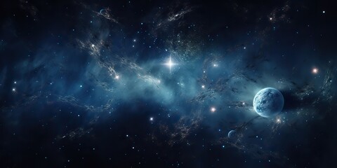 Naklejka na ściany i meble Galaxy space universe cosmic sky with many stars. Abstract blue color astronomy background decorative