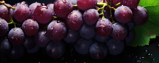 Fresh ripe grape, healthy bio fruit food gardening concept banner panorama. Generative Ai
