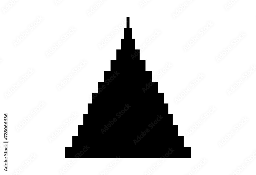 Poster pyramid consisting of horizontal rectangles. black silhouette. triangle. simplistic pixel pyramid. s