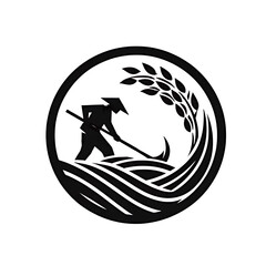 illustration silhouette logo design a farmer