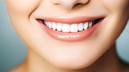 Obraz premium Captivate with a close up of a woman's lips, adorned with a charming smile. A delightful and positive image perfect for beauty and cosmetic concepts.