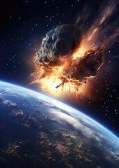 Meteor glowing as it enters the Earth's atmosphere, ultra realistic. Generative Ai.