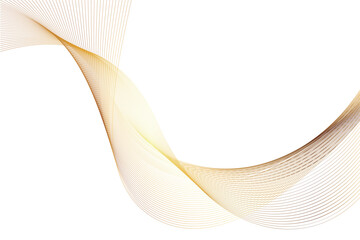 Abstract gold vector wavy lines flowing smooth curve design. Isolated on transparent background. Design of luxury, technology, science, music, modern