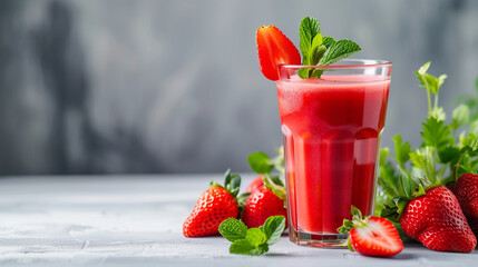 delicious healthy strawberry juice close-up