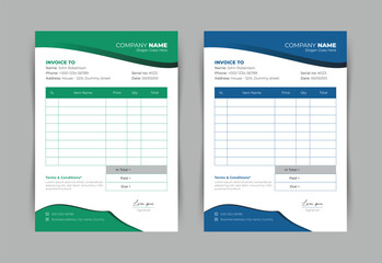 professional and modern business invoice template design, business bill form, receipt, price list,