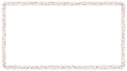 Rose Gold glitter rectangle frame isolated on transparent background. Sparkling border isoalted element.