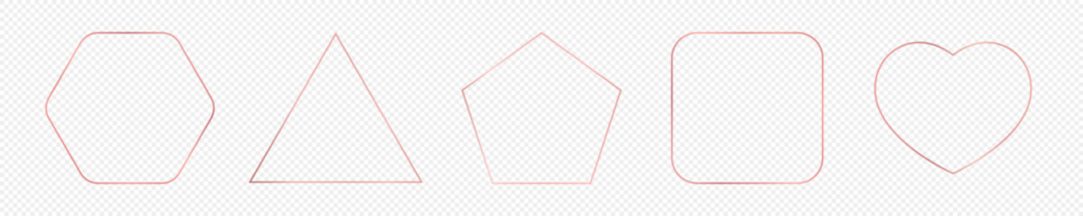 Rose gold glowing different geometric shape frame