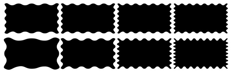 Zig zag Wavy frames set. Geometric Jagged Rectangular Frame collection. Abstract Zig zag shapes isolated on transparent background.