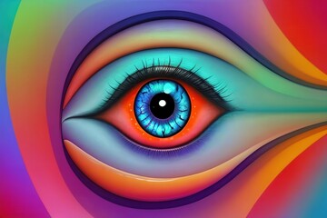 Fototapeta premium Abstract psychedelic background with eyes.