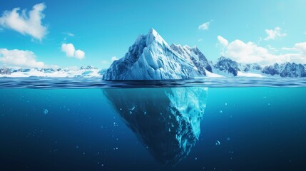 landscape with iceberg in water,global warming concept - obrazy, fototapety, plakaty
