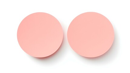 Two Blush round Paper Notes on a white Background. Brainstorming Template with Copy Space