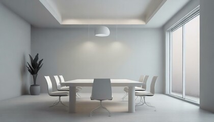 Fototapeta premium Elegance in Simplicity: Modern, Minimalist, and Professional Office Meeting Room