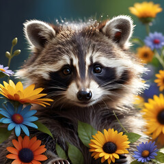 I recently came across the most adorable and fluffy baby raccoon I've ever seen, Ethnic Floral Detailed Characters Vivid Patterns. This little critter had the softest fur that resembled a bundle of cl
