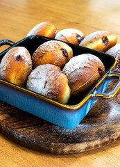 Homemade donuts filled with marmalade