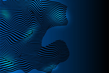 Vector 3D dynamic wavy lines smooth curve flowing pattern. Isolated on black background. Design for technology, digital, communication, science, music banner template