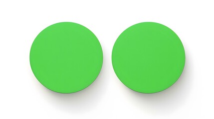 Two Green round Paper Notes on a white Background. Brainstorming Template with Copy Space