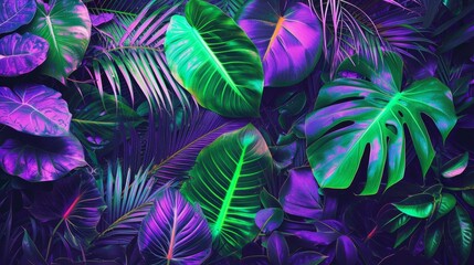 Surreal background of tropical leaves