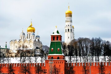 Architecture of Moscow Kremlin. Color photo.
