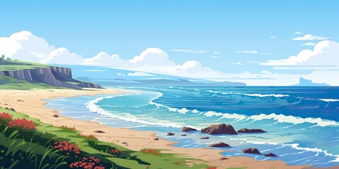 Comics drawing painting sketcha art cliff nautical marine sea ocean water nature outdoor landscape