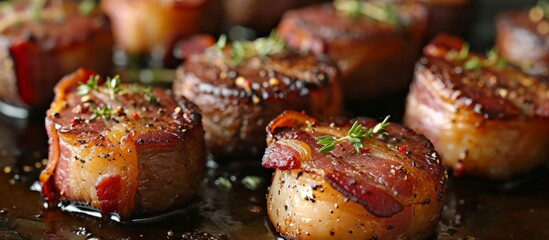 Delicious Beef Medallions Wrapped in Crispy Bacon: A Savory Combination of Beef, Medallions, and Bacon