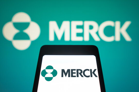 February 4, 2024, Brazil. In this photo illustration, the Merck Sharp and Dohme logo is displayed on a smartphone screen and in the background.