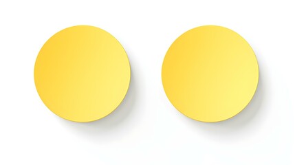 Two Light Yellow round Paper Notes on a white Background. Brainstorming Template with Copy Space