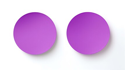 Two Purple round Paper Notes on a white Background. Brainstorming Template with Copy Space
