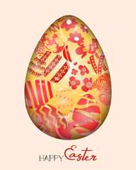 Happy Easter greeting card, poster, background, flyer. Easter glass painted eggs. Pattern for presentation, brochure, banner, templates