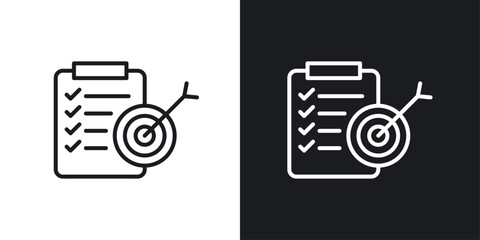 Accomplished Goals and Objectives Icon Designed in a Line Style on White Background.