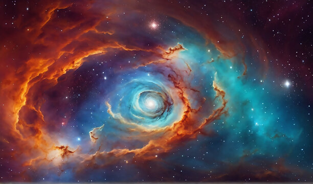 Mesmerizing space nebula filled with vibrant colors, intricate patterns, and cosmic energy.Nebula night starry sky in rainbow colors. Multicolor outer space. Elements of this image furnished by NASA.