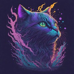 Purple cat in the night Generative Art