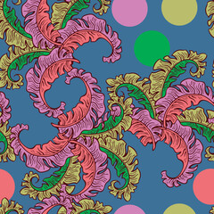 Banana plant leaves vector pattern for textile design, fabric print, wallpaper, digital paper. Palm tree leaf background, jungle vintage style, hand drawn illustration for cafe, spa hotel decoration.