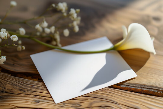 postcard on a light background, eco-style, wedding invitation